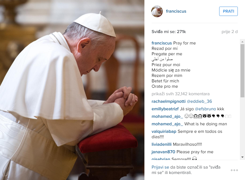 Papa na Instagramu