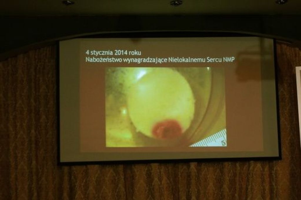 Prizor s tiskovne konferencije na kojoj su prikazani rezultati znanstvenih istraživanja o euharistijskom čudu u Legnici/Foto: Gosc Niedzielny