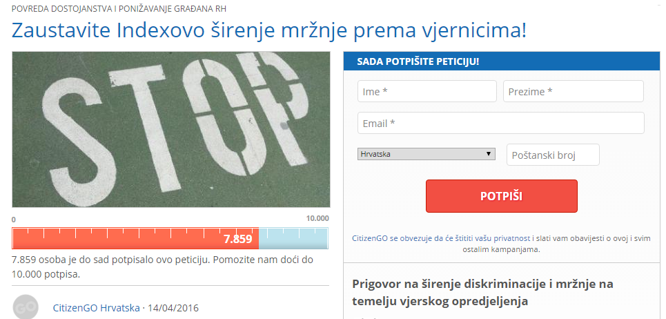 Citizen Go, peticija, index.hr, tijelo sv. leopolda mandića, nekrofilsko orgijanje