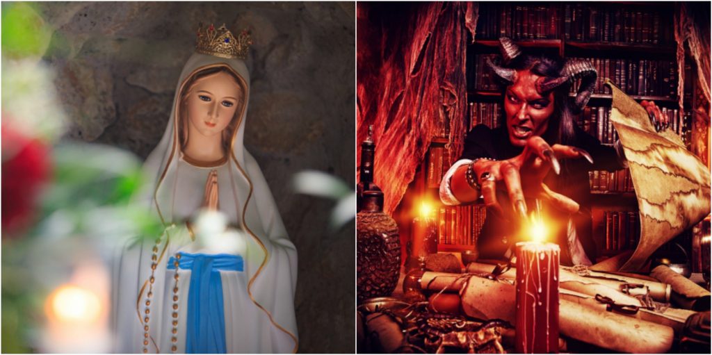 Oklahoma, Sotonisti obeščastiti kip Djevice Marije, pozdrav Sotoni