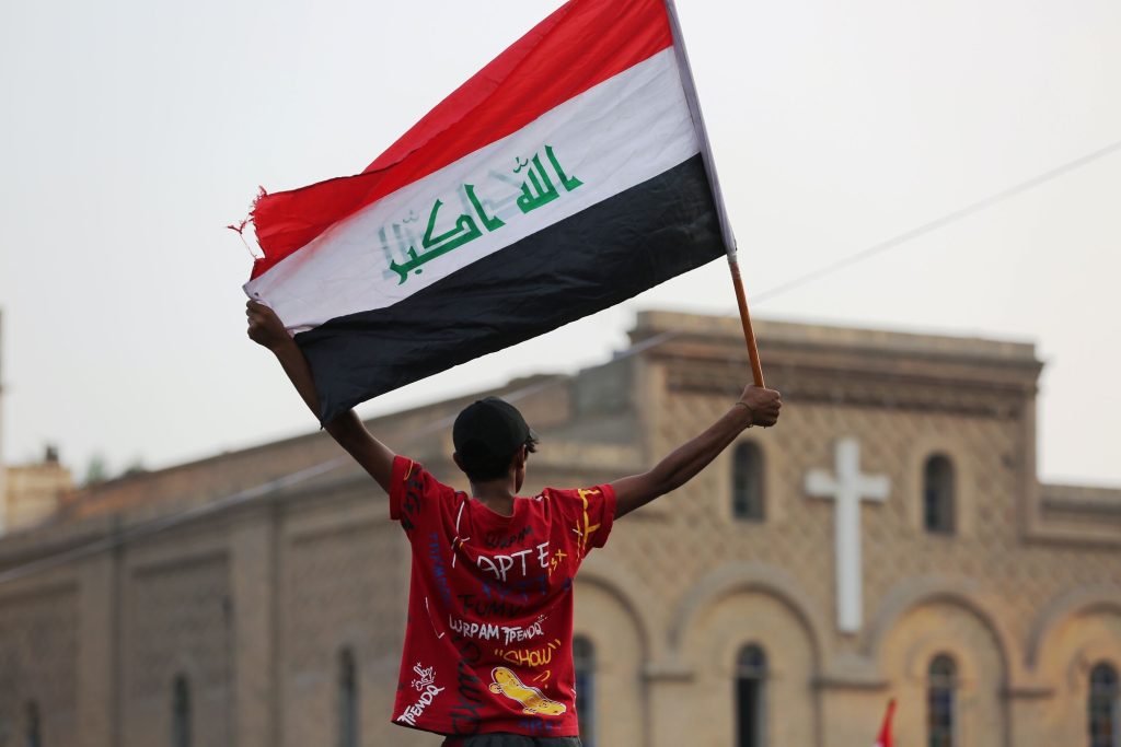 (191029) -- BAGHDAD, Oct. 29, 2019 (Xinhua) -- A protester is seen during a protest at Tahrir square in Baghdad, Iraq, on Oct. 29, 2019. The UN Secretary-General's Special Representative for Iraq Jeanine Hennis-Plasschaert on Tuesday called for holding national dialogue to resolve the ongoing anti-government protests in Iraq. (Xinhua/Khalil Dawood)  Photo: XINHUA/PIXSELL