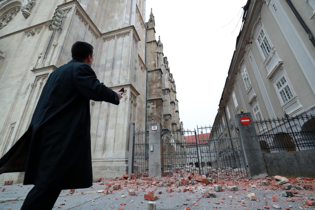 22.03.2020., Zagreb - Potes magnitude 5,3 stupnjeva ostetio je Zagrebacku katedralu. Photo: Sanjin Strukic/PIXSELL