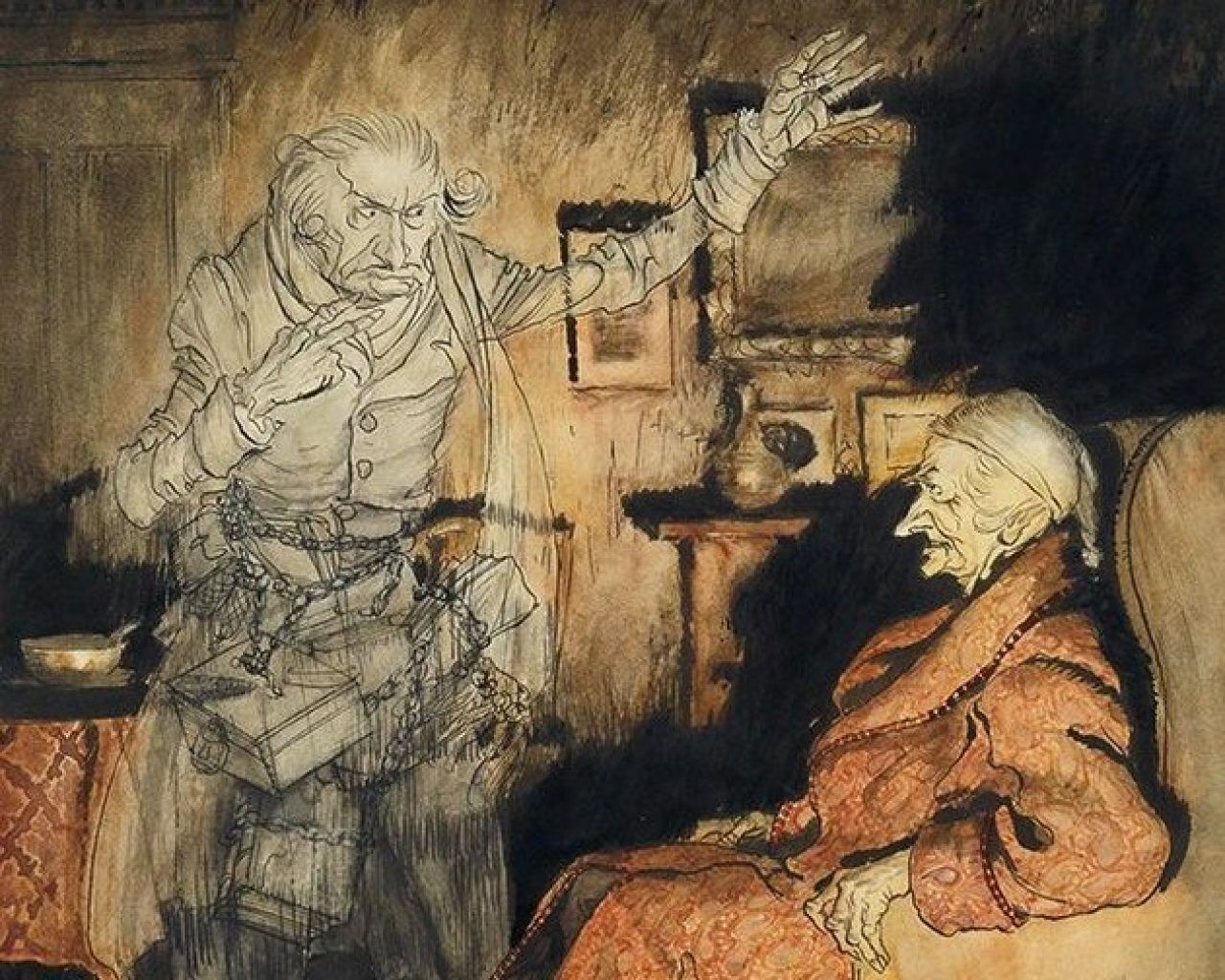 Foto: 'Scrooge and the Ghost of Marley' by Arthur Rackham