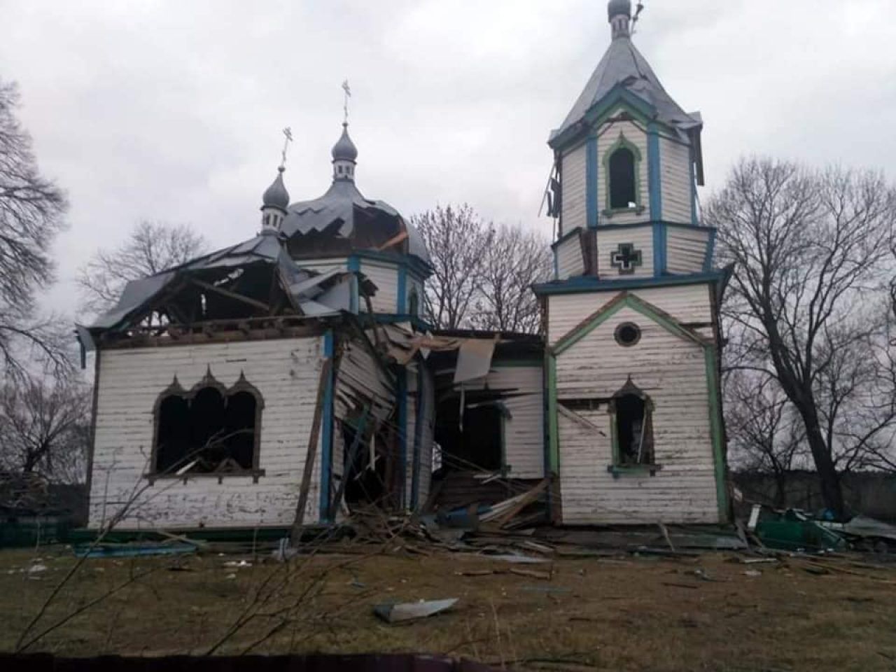 Pravoslavna crkva u ukrajinskom mjestu Viazivka, u Žitomirskoj oblasti/Foto: Telegram kanal Oleksiya Goncharenka