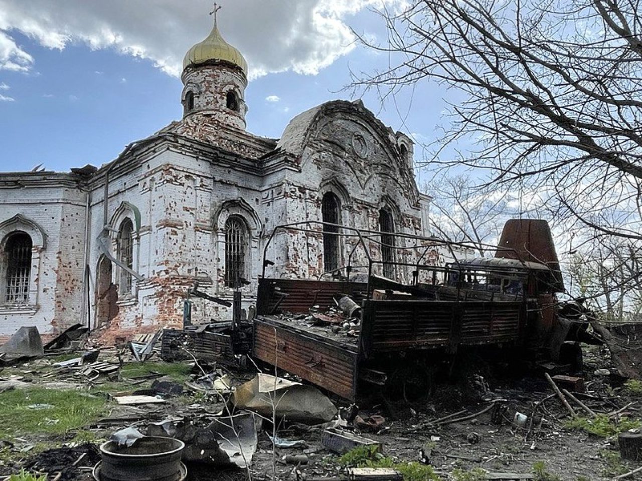 Foto: Church of the Ascension (Lukashivka) after fighting (2022-05-04)